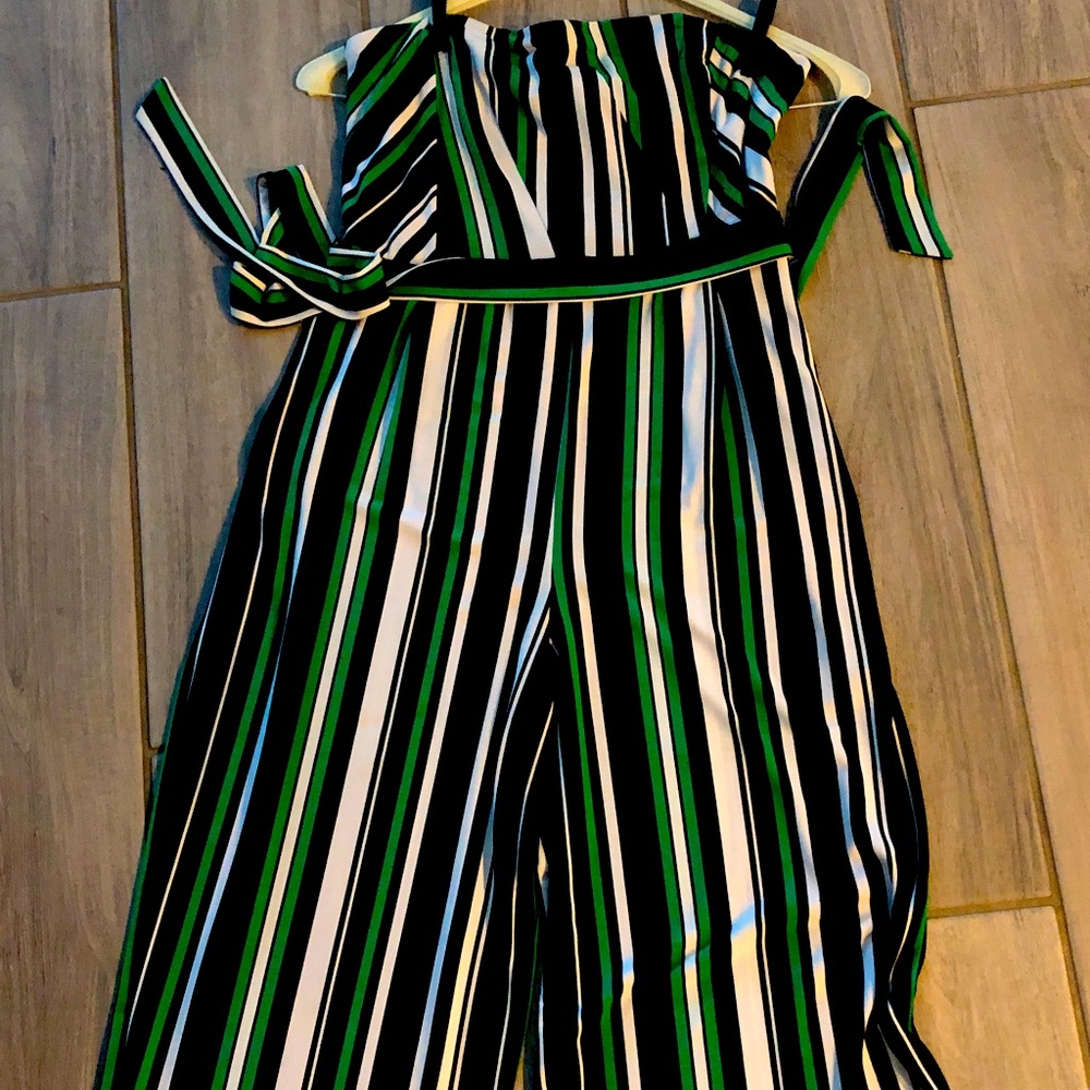 Striped Jumpsuit with Belt